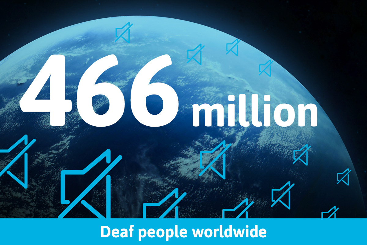 Deaf people worldwide A globe with statistics on the number of deaf people worldwide.